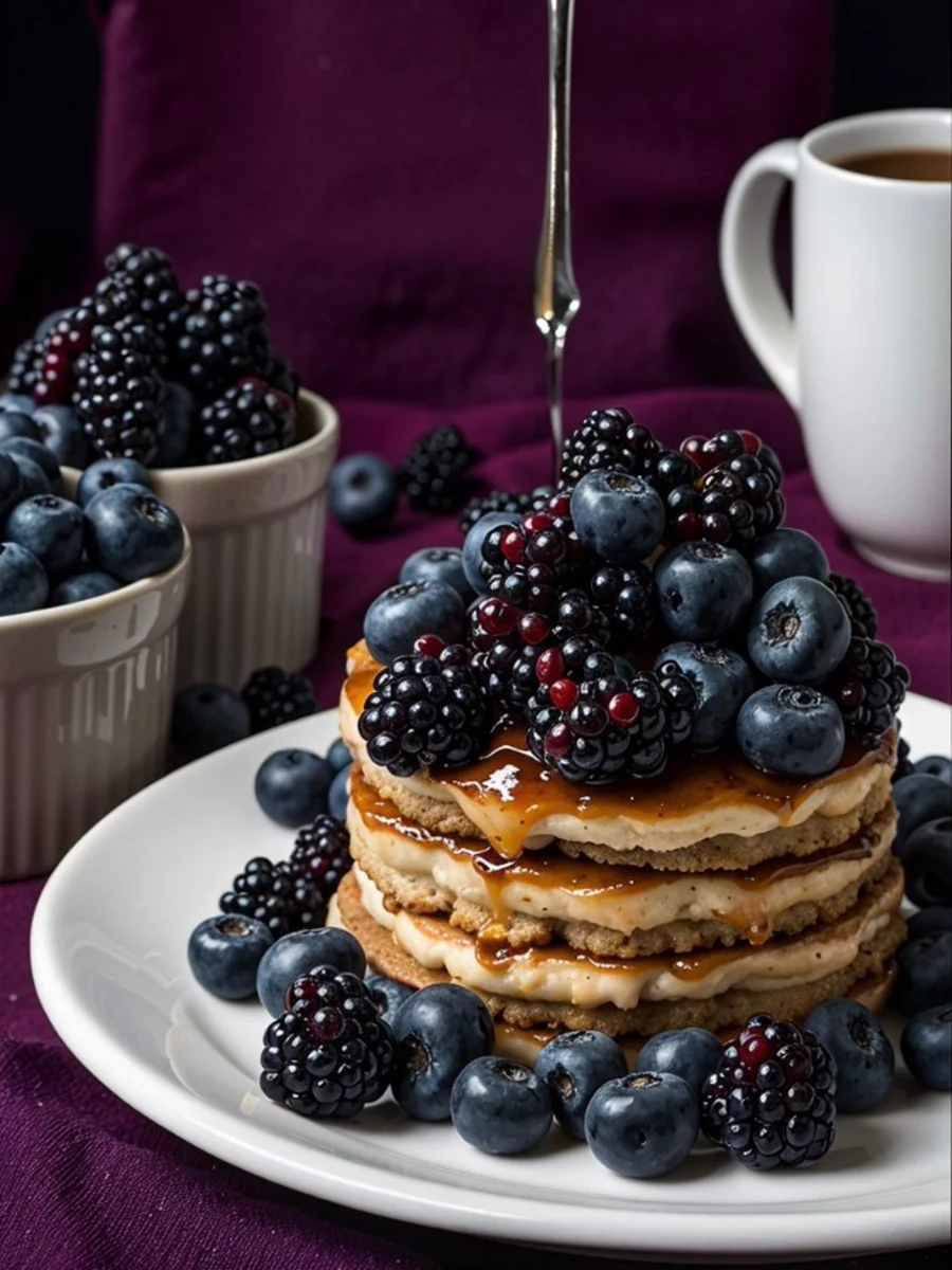 Composição de panquecas — versão refinada com luz e cor (segundo exemplo)